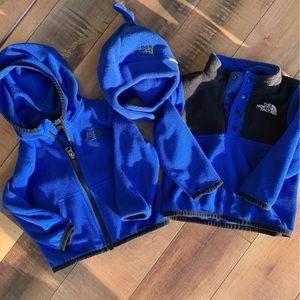 North face boys 6-12 months fleece coat/jacket/hat